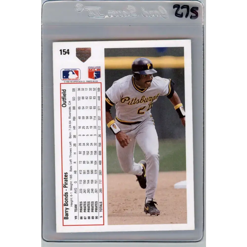 1991 Upper Deck #154 Barry Bonds EX Excellent Pittsburgh Pirates Baseball Card - Baseball Card Single