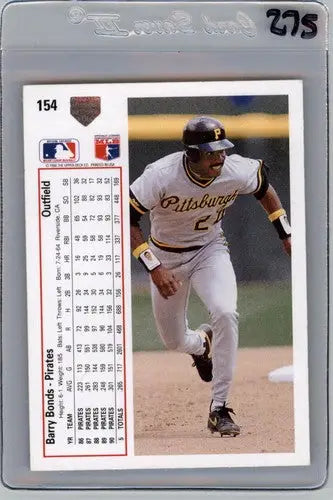 Original gloss Barry Bonds 1991 Upper Deck Topps baseball card in protective sleeve