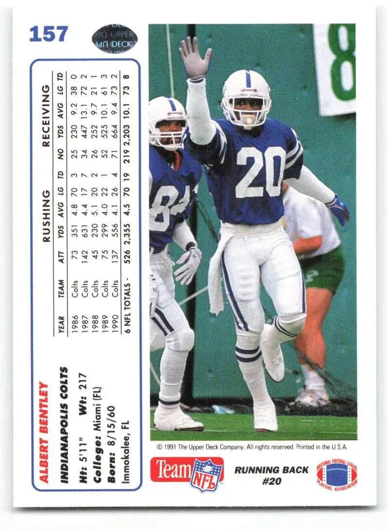 1991 Upper Deck #157 Albert Bentley NM-MT Indianapolis Colts Football Card - Football Card Single
