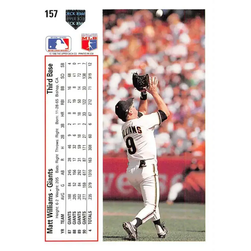 1991 Upper Deck #157 Matt Williams EX Excellent San Francisco Giants Baseball Card - Baseball Card Single