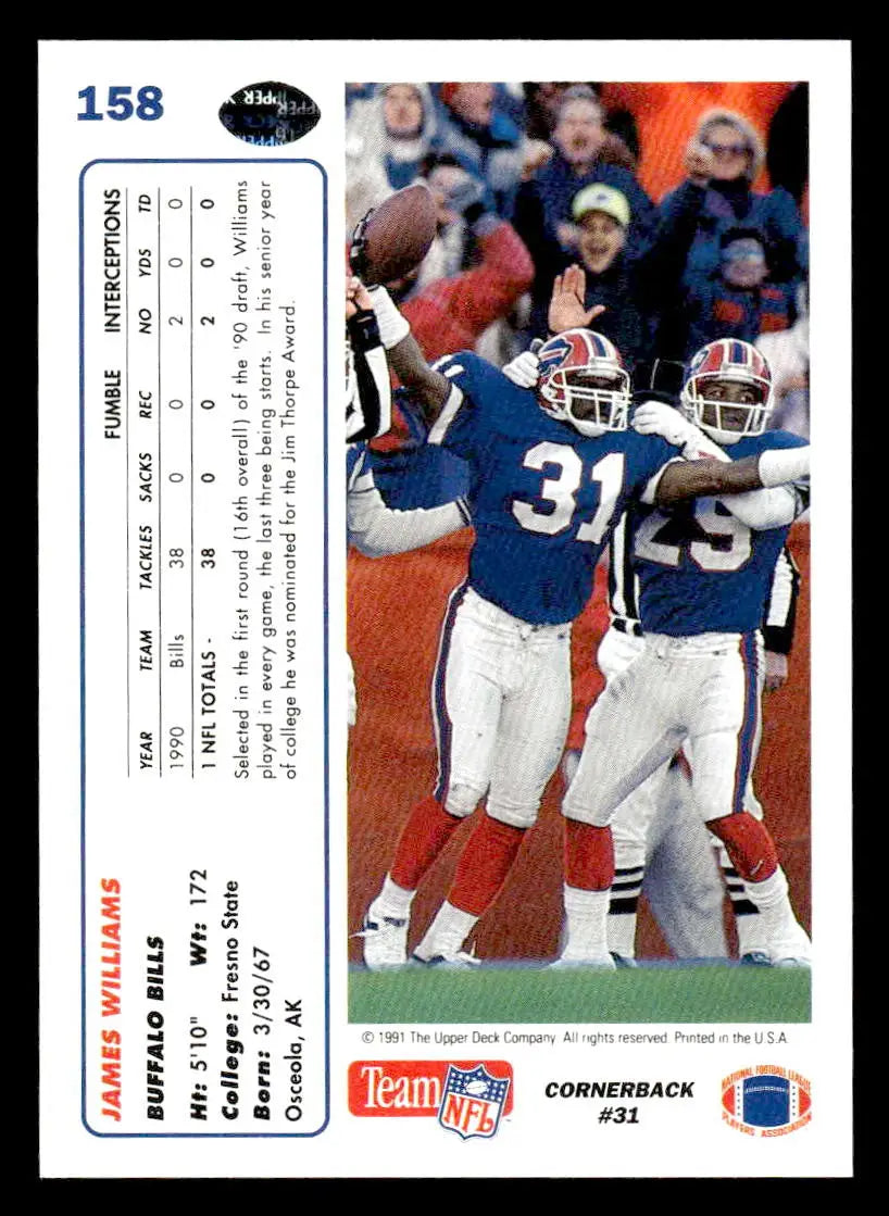 1991 Upper Deck #158 James Williams - Football Card Single