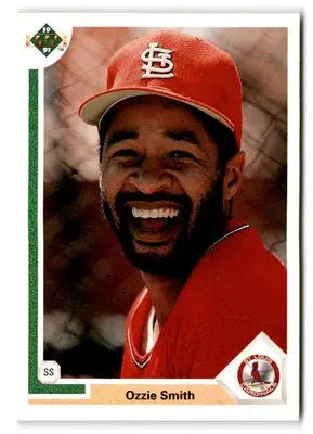 1991 Upper Deck Ozzie Smith baseball card displayed in 1991 Upper Deck #162 product