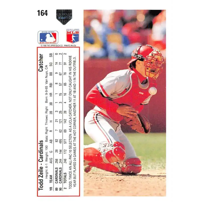 1991 Upper Deck #164 Todd Zeile EX Excellent St. Louis Cardinals Baseball Card - Baseball Card Single