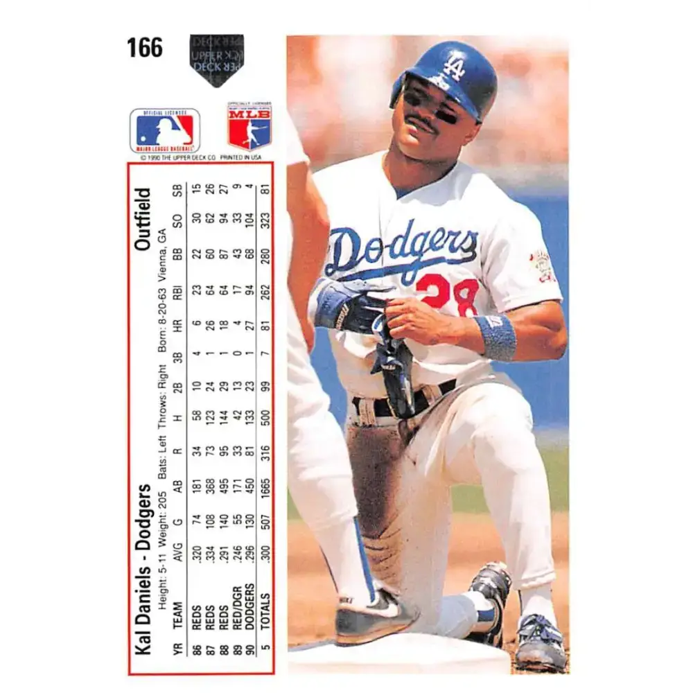 1991 Upper Deck #166 Kal Daniels EX Excellent Los Angeles Dodgers Baseball Card - Baseball Card Single