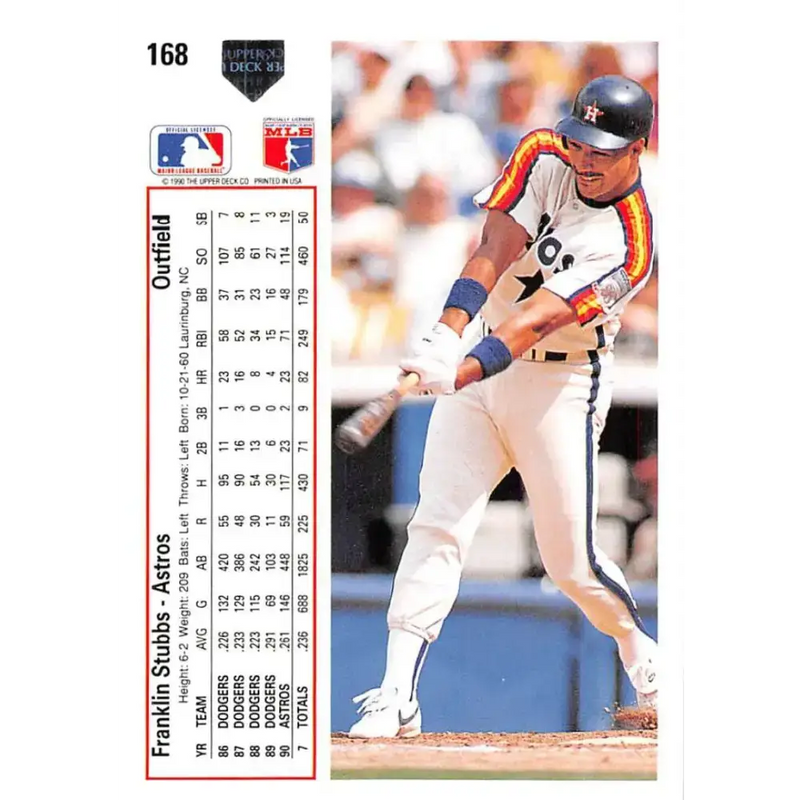 1991 Upper Deck #168 Franklin Stubbs EX Excellent Houston Astros Baseball Card - Baseball Card Single