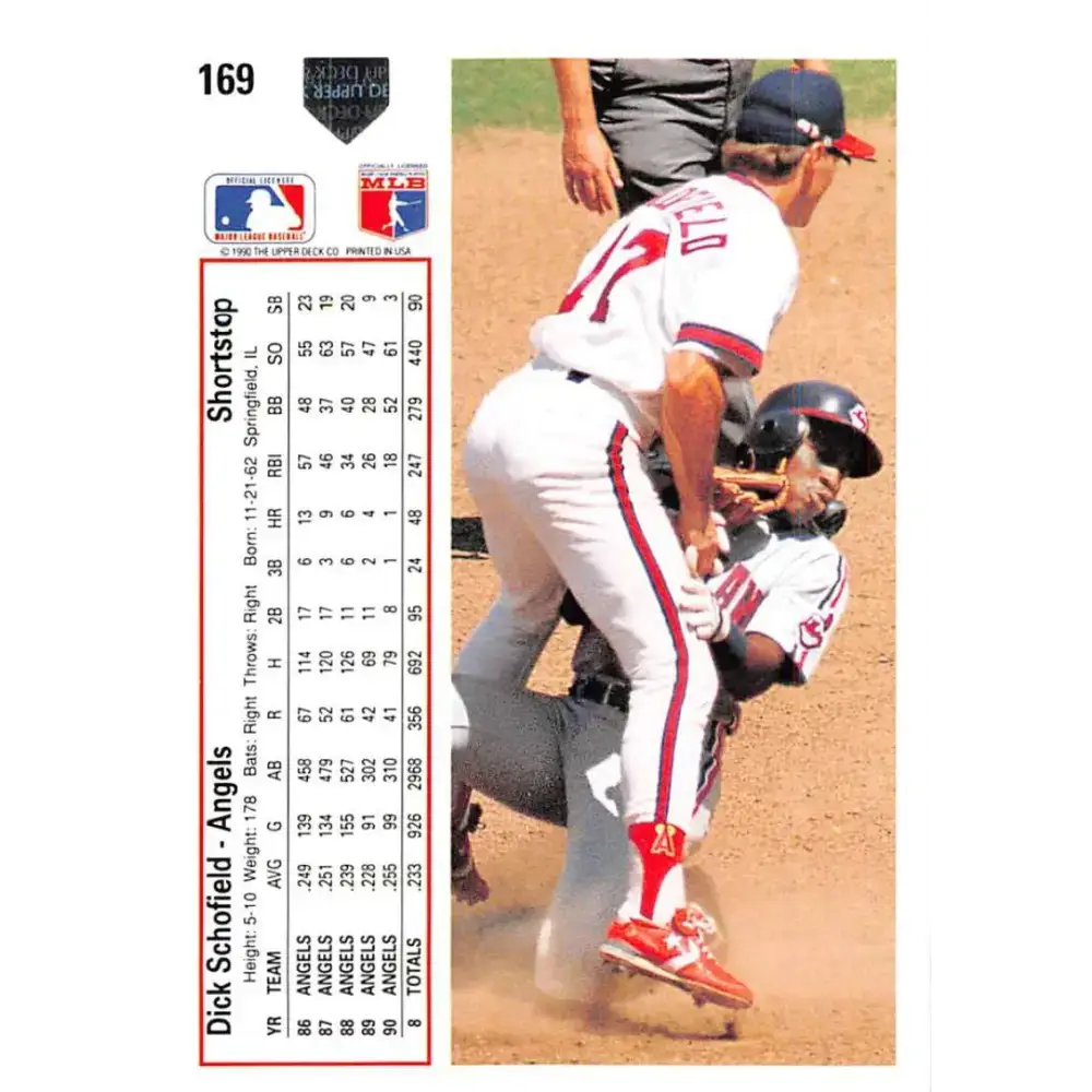 1991 Upper Deck #169 Dick Schofield EX Excellent California Angels Baseball Card - Baseball Card Single