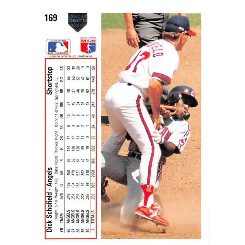 1991 Upper Deck #169 Dick Schofield EX Excellent California Angels Baseball Card - Baseball Card Single