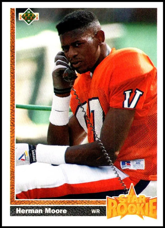 1991 Upper Deck #17 Herman Moore NM-MT RC Rookie Detroit Lions Football Card - Football Card Single