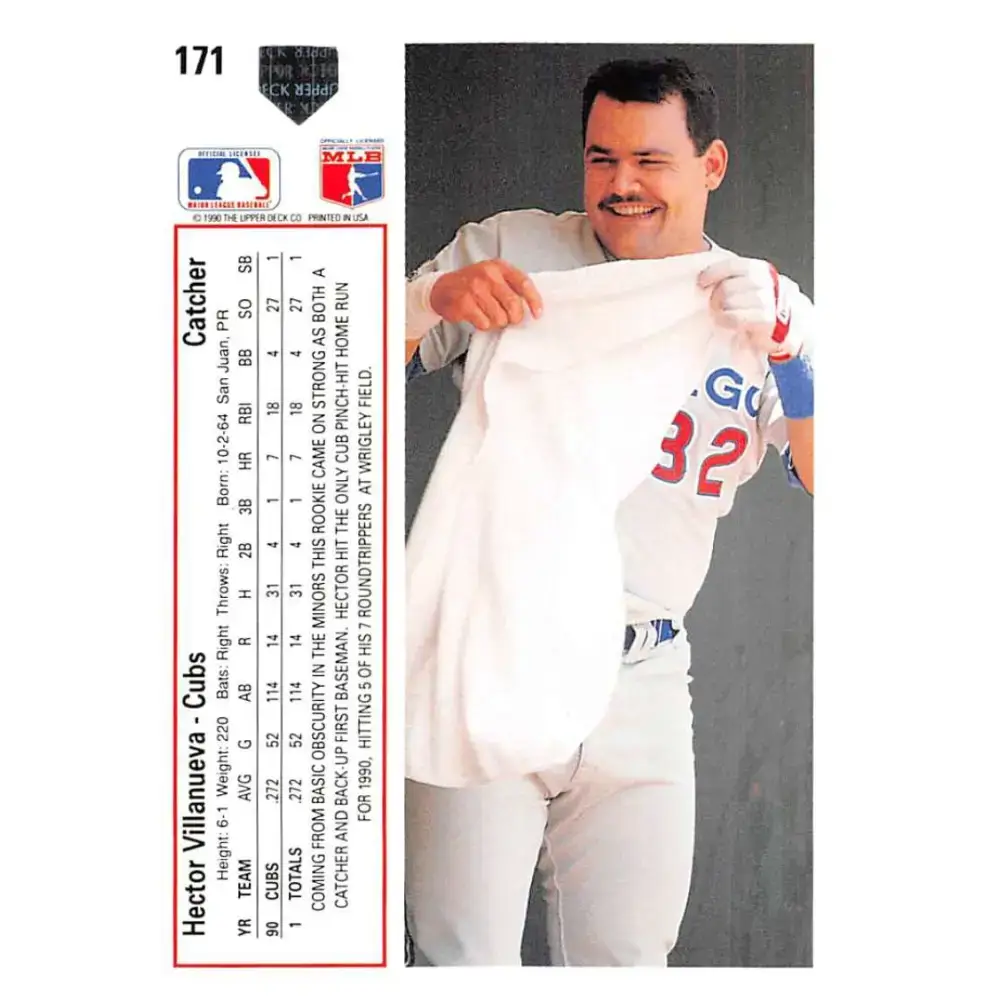 1991 Upper Deck #171 Hector Villanueva EX Excellent Chicago Cubs Baseball Card - Baseball Card Single