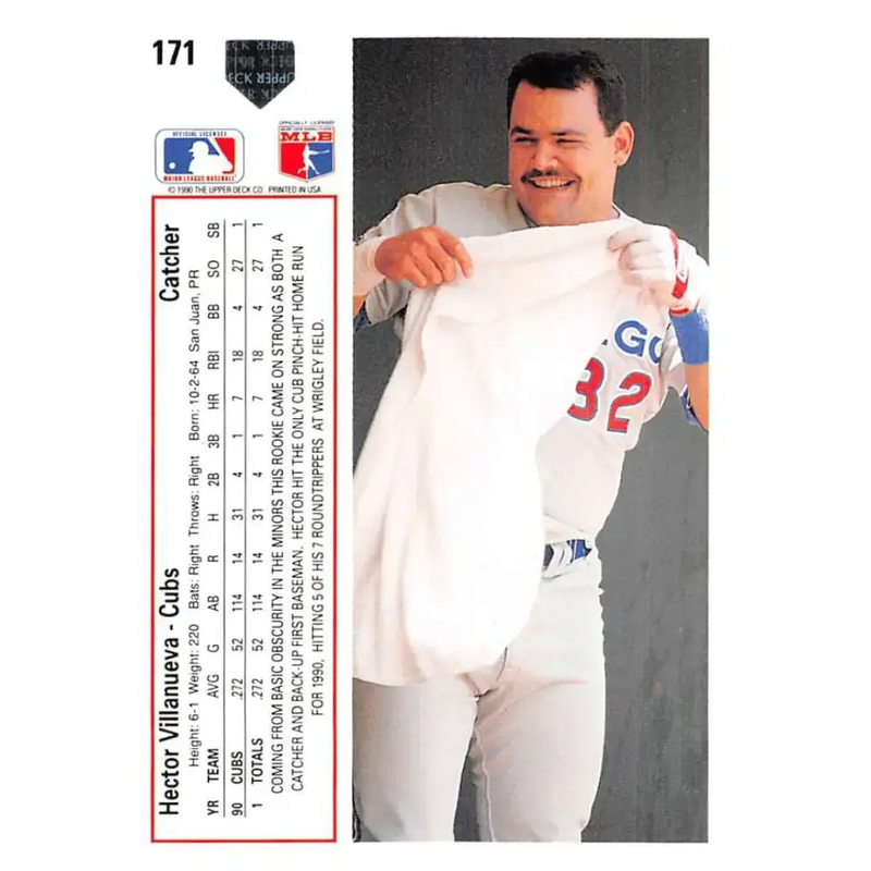 1991 Upper Deck #171 Hector Villanueva EX Excellent Chicago Cubs Baseball Card - Baseball Card Single