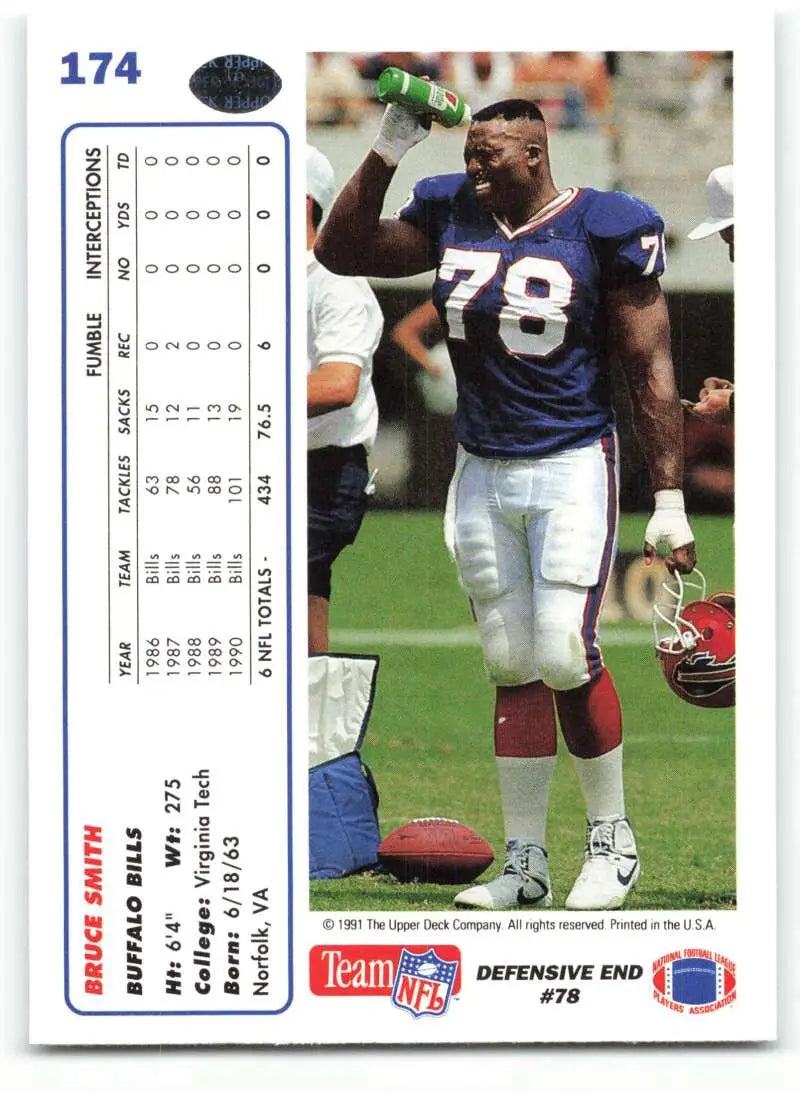 1991 Upper Deck #174 Bruce Smith NM-MT Buffalo Bills Football Card - Football Card Single