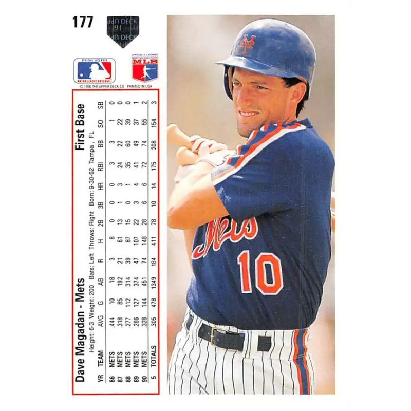 1991 Upper Deck #177 Dave Magadan EX Excellent New York Mets Baseball Card - Baseball Card Single