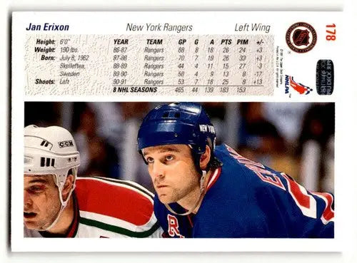 1991 Upper Deck Jan Erixon hockey card with original gloss displayed in product #178