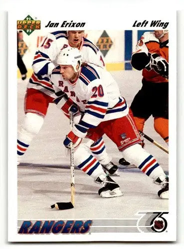 Hockey trading card featuring Jan Erixon from 1991 Upper Deck with original gloss