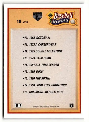 Baseball card checklist for 1991 Upper Deck Nolan Ryan with original gloss