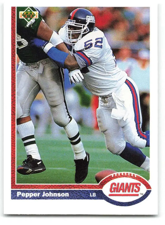1991 Upper Deck #183 Pepper Johnson NM-MT New York Giants Football Card - Football Card Single