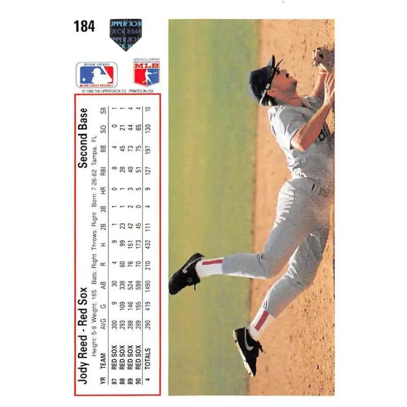 1991 Upper Deck #184 Jody Reed EX Excellent Boston Red Sox Baseball Card - Baseball Card Single