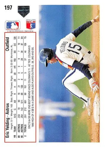 1991 Upper Deck #197 Eric Yelding NM Near Mint Astros ID:45981 - Baseball Card Single