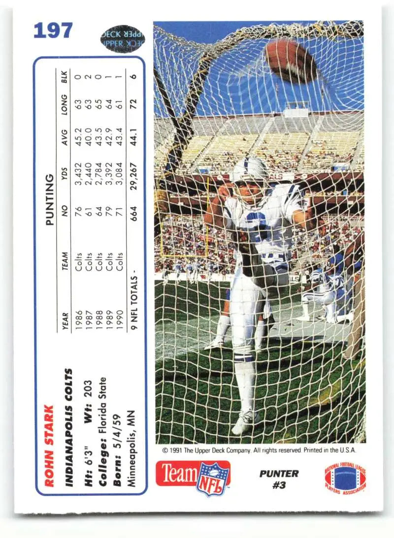 1991 Upper Deck #197 Rohn Stark NM-MT Indianapolis Colts Football Card - Football Card Single