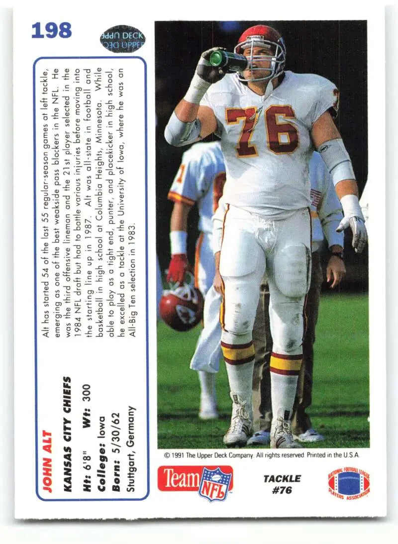 1991 Upper Deck #198 John Alt NM-MT Kansas City Chiefs Football Card - Football Card Single