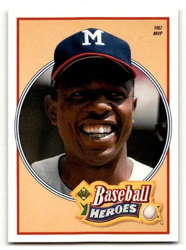 Original gloss Hank Aaron baseball card featuring Milwaukee Braves from 1991 Upper Deck