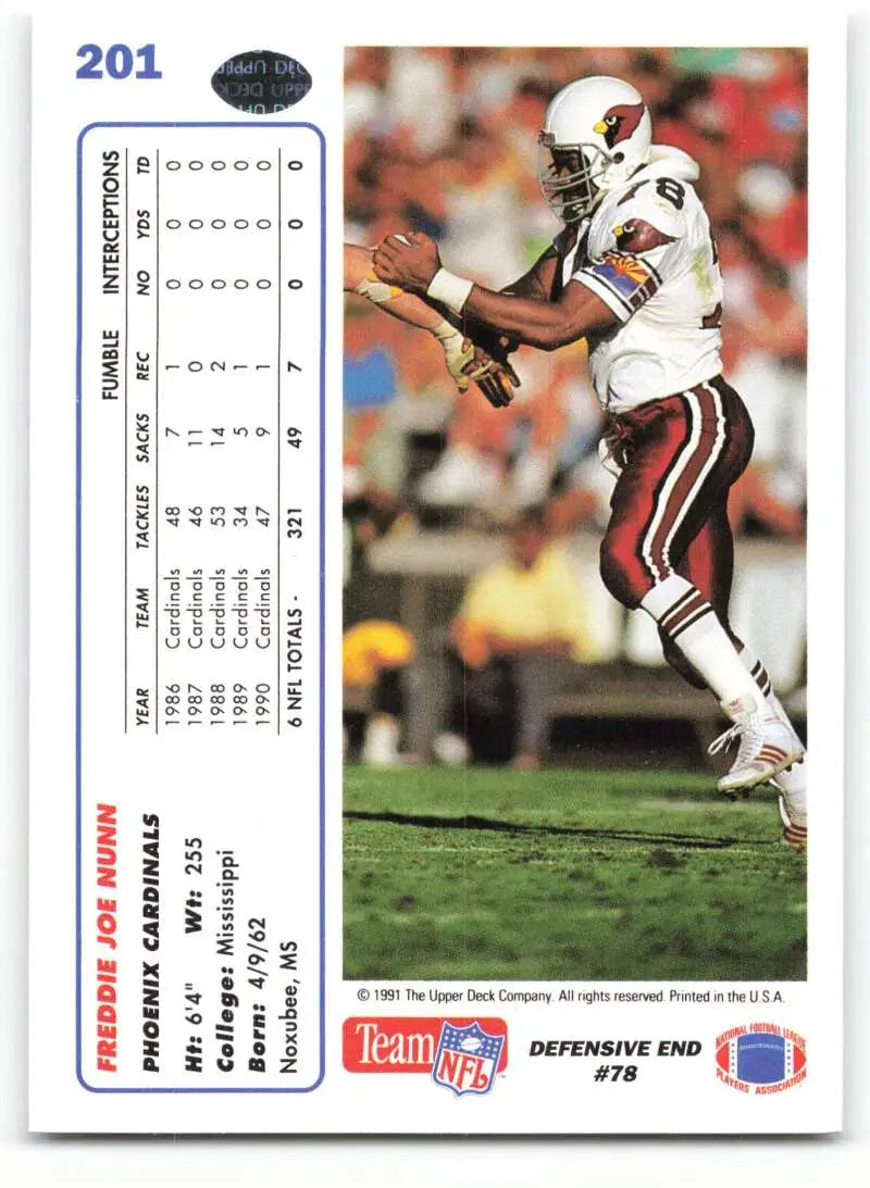 1991 Upper Deck #201 Freddie Joe Nunn NM-MT Phoenix Cardinals Football Card - Football Card Single