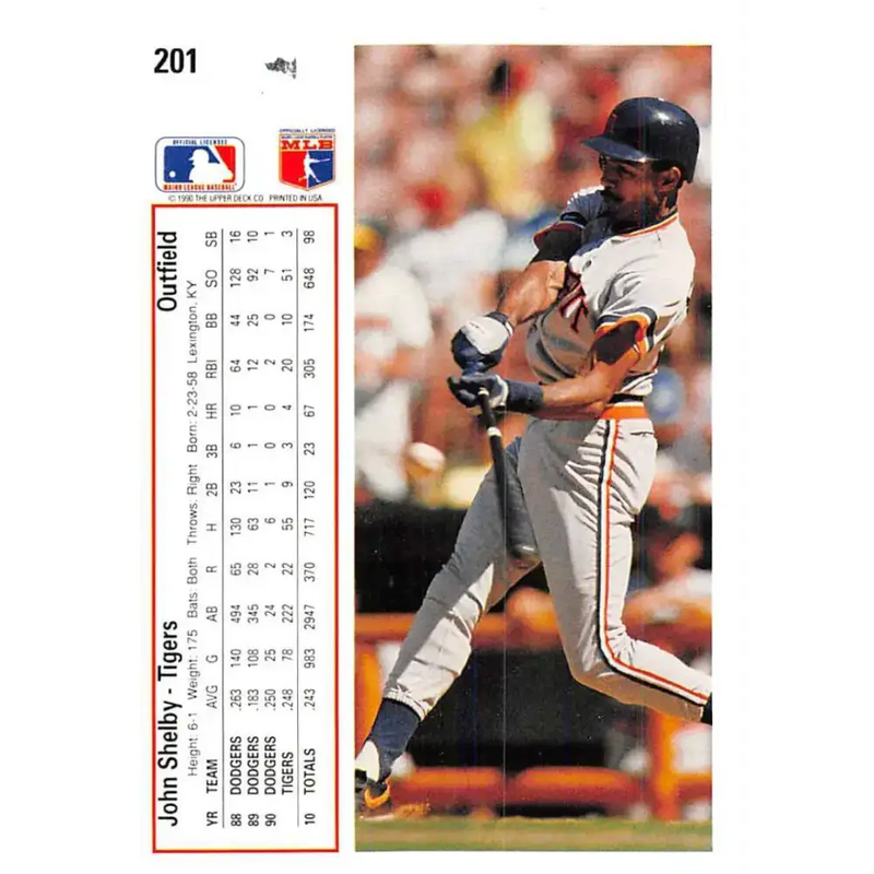 1991 Upper Deck #201 John Shelby EX Excellent Detroit Tigers Baseball Card - Baseball Card Single