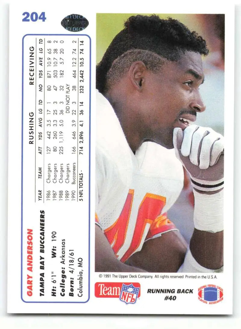 1991 Upper Deck #204 Gary Anderson NM-MT Tampa Bay Buccaneers Football Card - Football Card Single