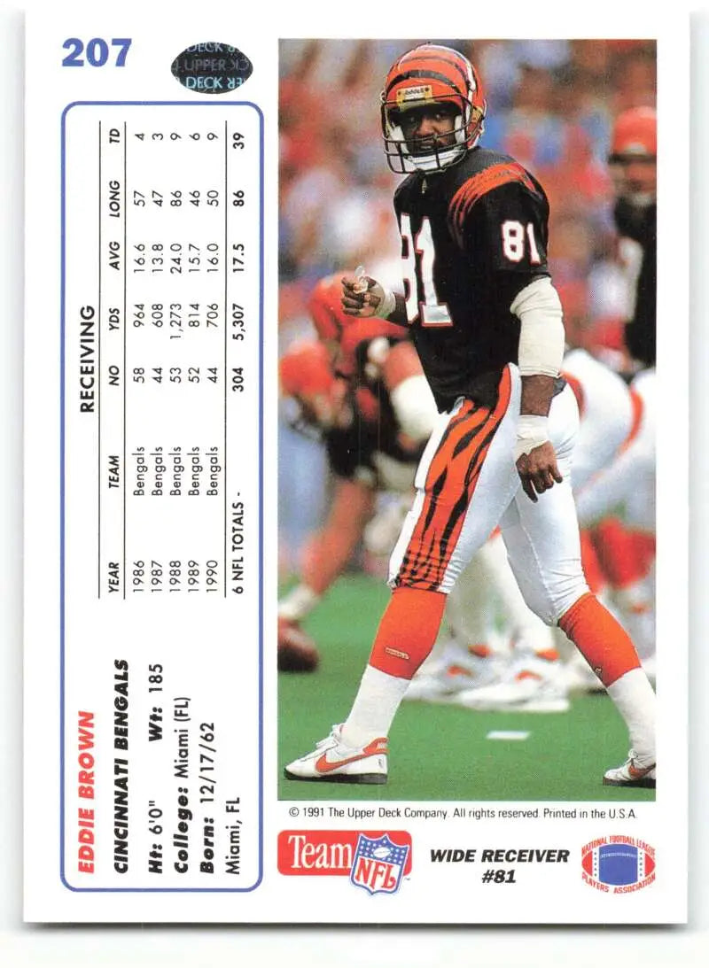 1991 Upper Deck #207 Eddie Brown NM-MT Cincinnati Bengals Football Card - Football Card Single