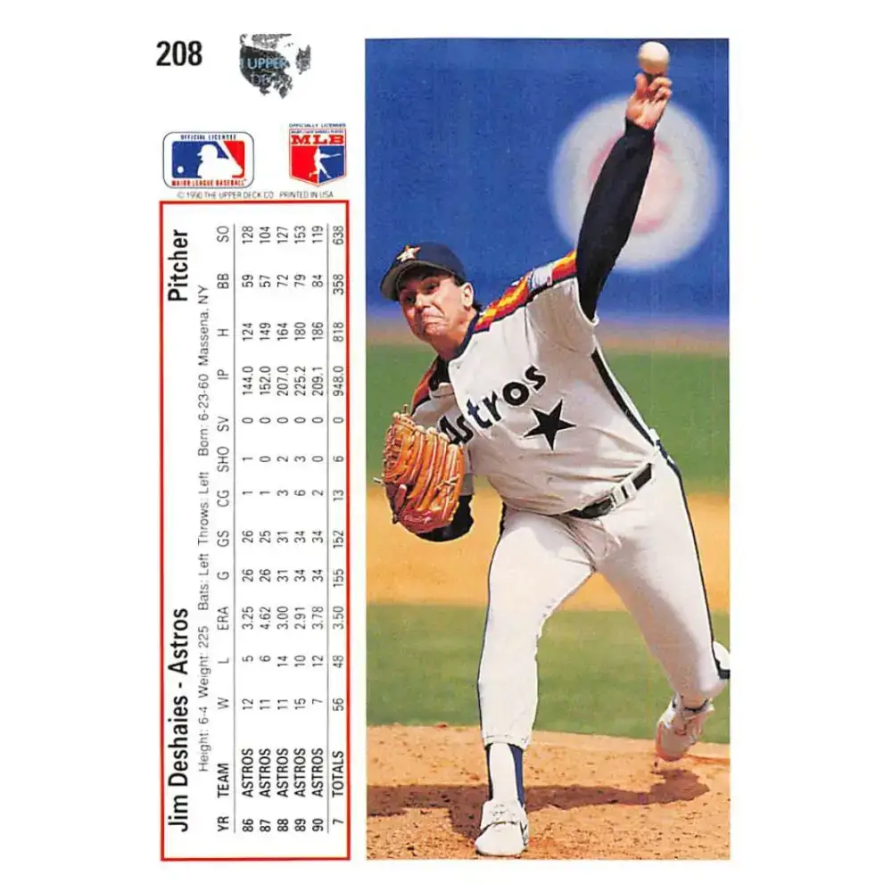 1991 Upper Deck #208 Jim Deshaies NM-MT Houston Astros Baseball Card - Baseball Card Single