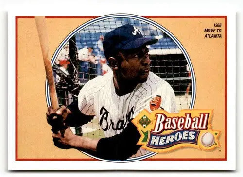 Original gloss Hank Aaron baseball heroes trading card featuring Hank Aaron from 1991 Upper Deck