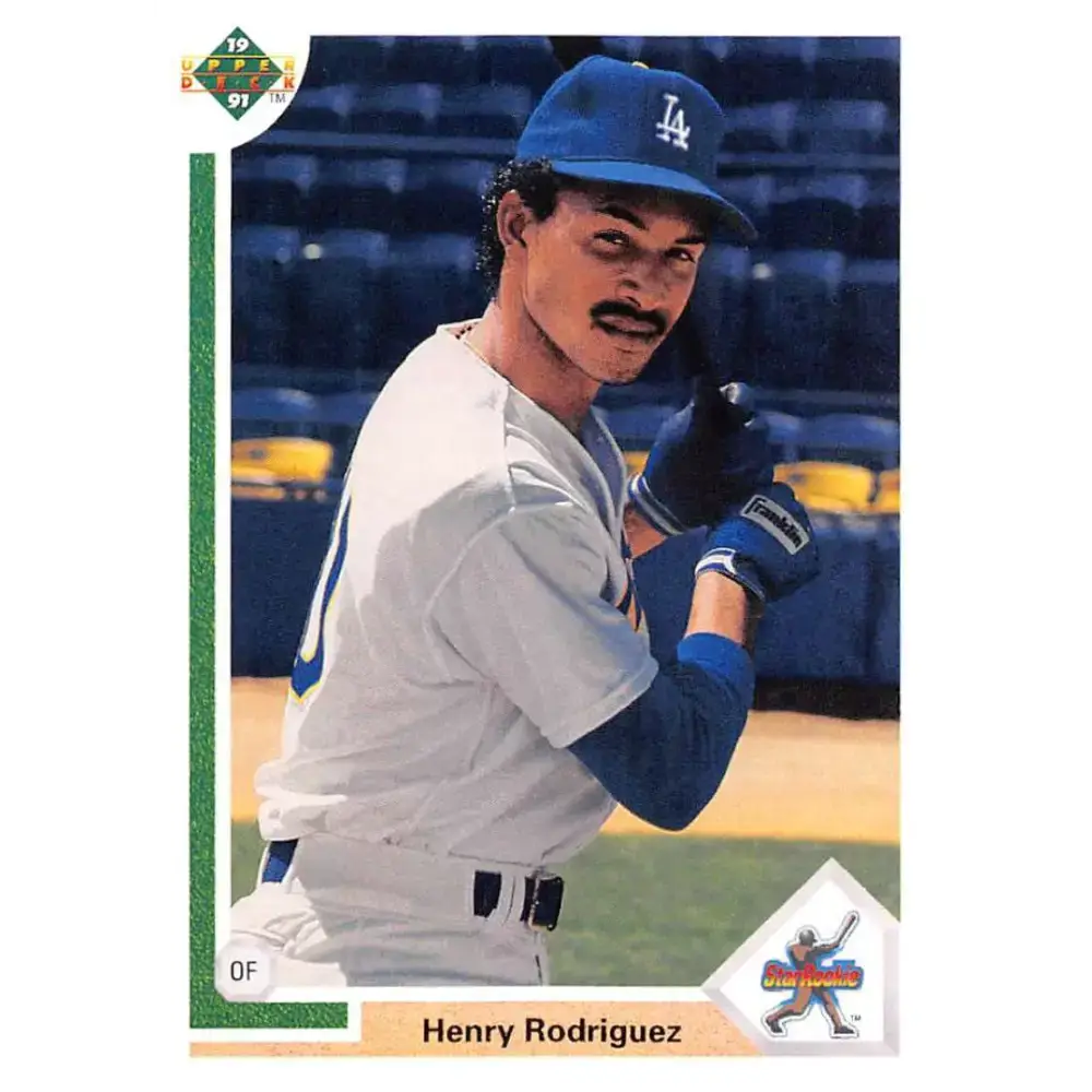 1991 Upper Deck #21 Henry Rodriguez NM-MT RC Rookie Los Angeles Dodgers Baseball Card - Baseball Card Single