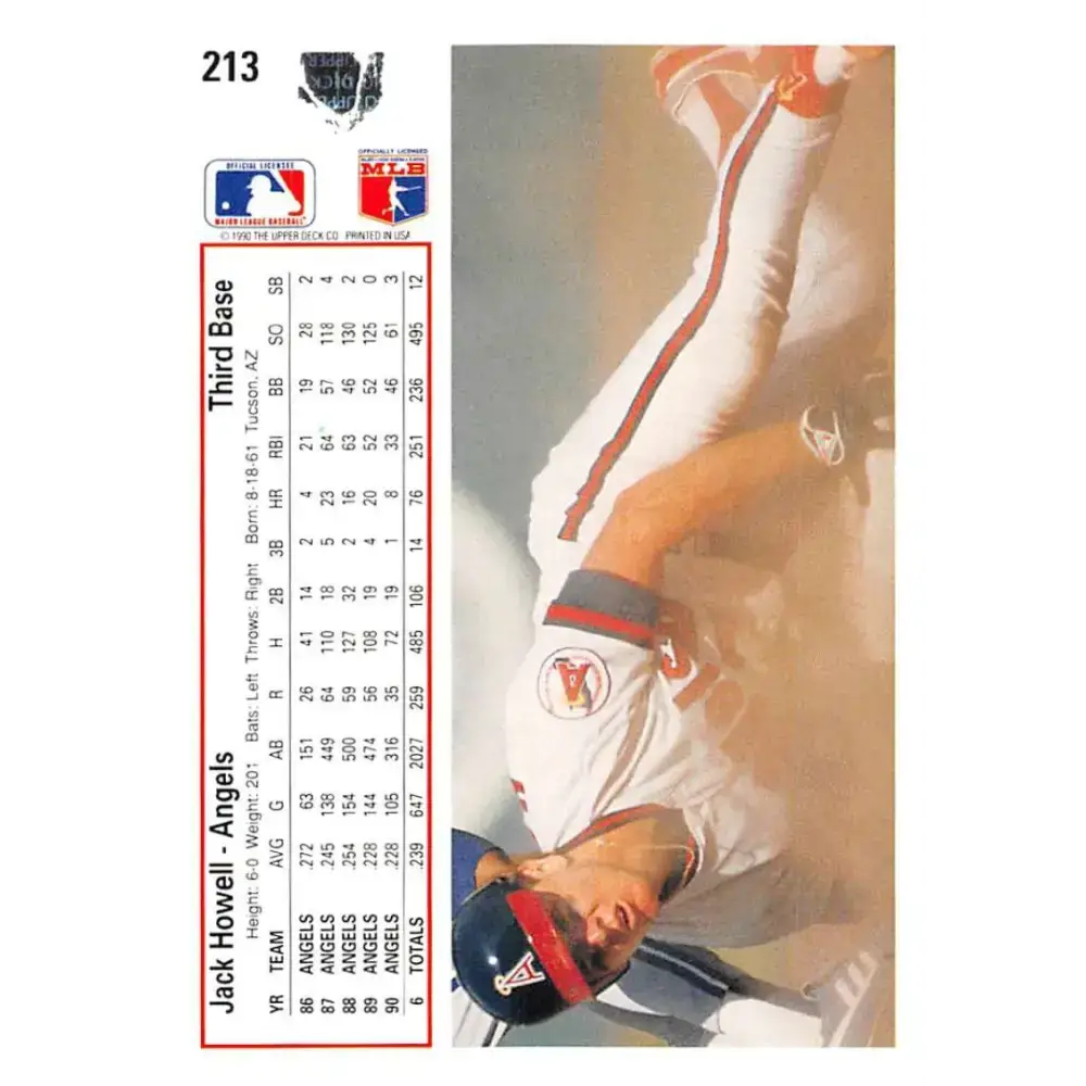 1991 Upper Deck #213 Jack Howell NM-MT California Angels Baseball Card - Baseball Card Single