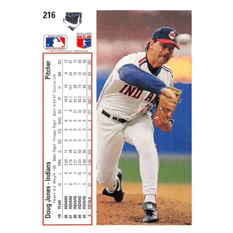 1991 Upper Deck #216 Doug Jones NM-MT Cleveland Indians Baseball Card - Baseball Card Single