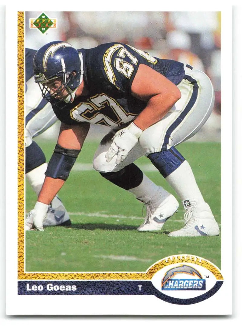 1991 Upper Deck #216 Leo Goeas NM-MT RC Rookie San Diego Chargers Football Card - Football Card Single