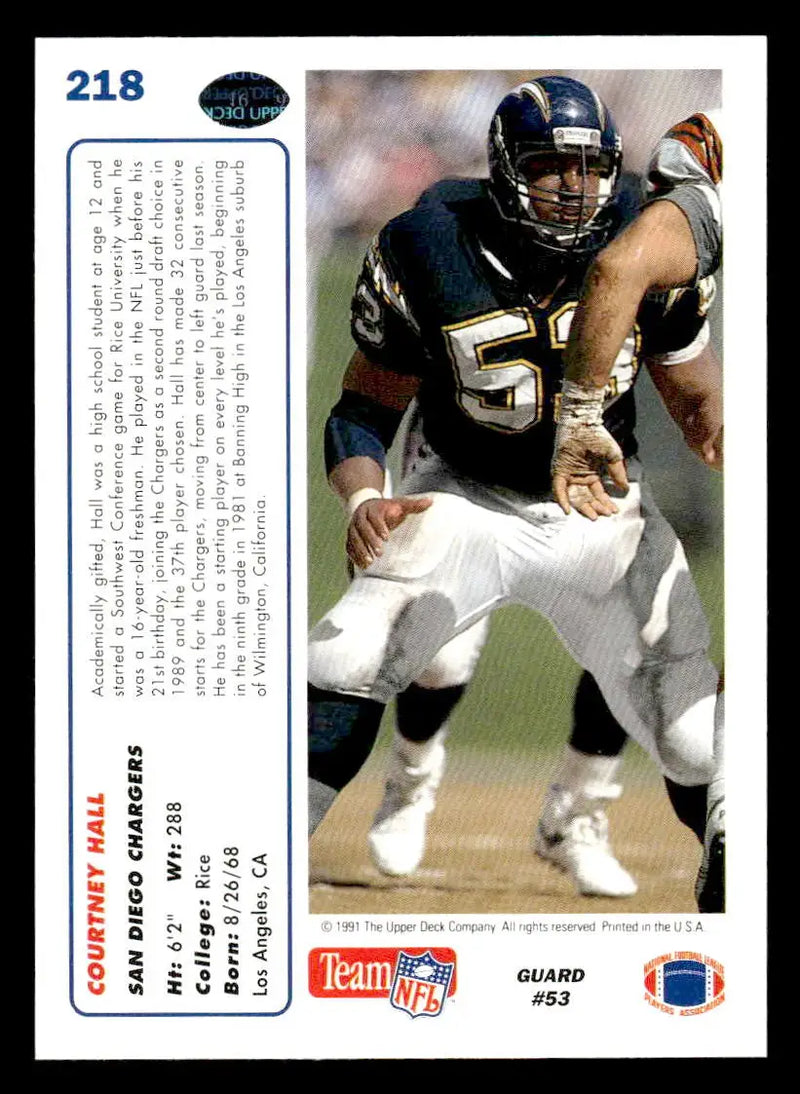 1991 Upper Deck #218b Courtney Hall - Football Card Single