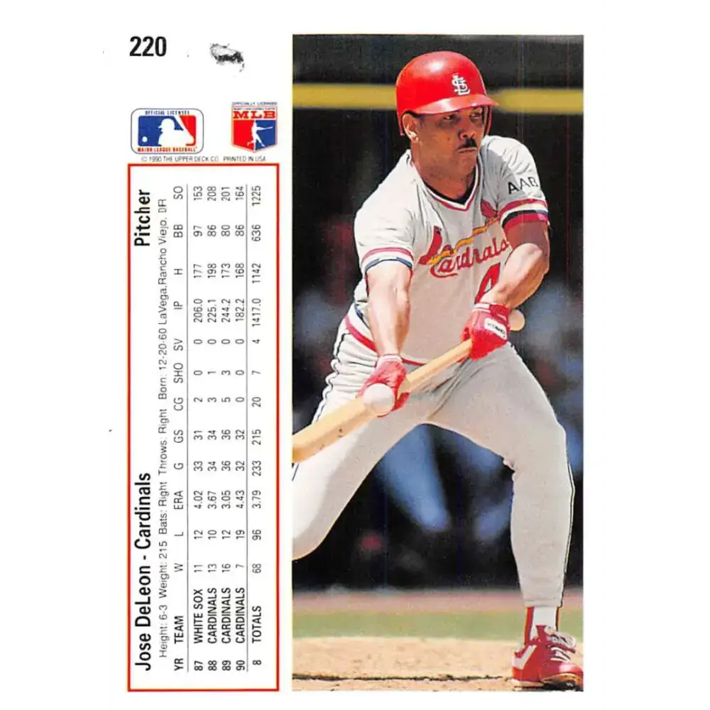1991 Upper Deck #220 Jose DeLeon NM-MT St. Louis Cardinals Baseball Card - Baseball Card Single