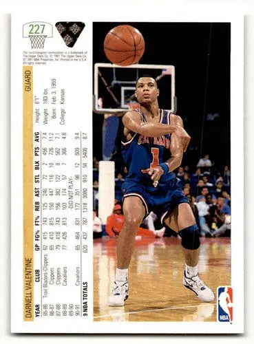 1991 Upper Deck #227 Darnell Valentine Cleveland Cavaliers Basketbal ID:55733 - Basketball Card Single