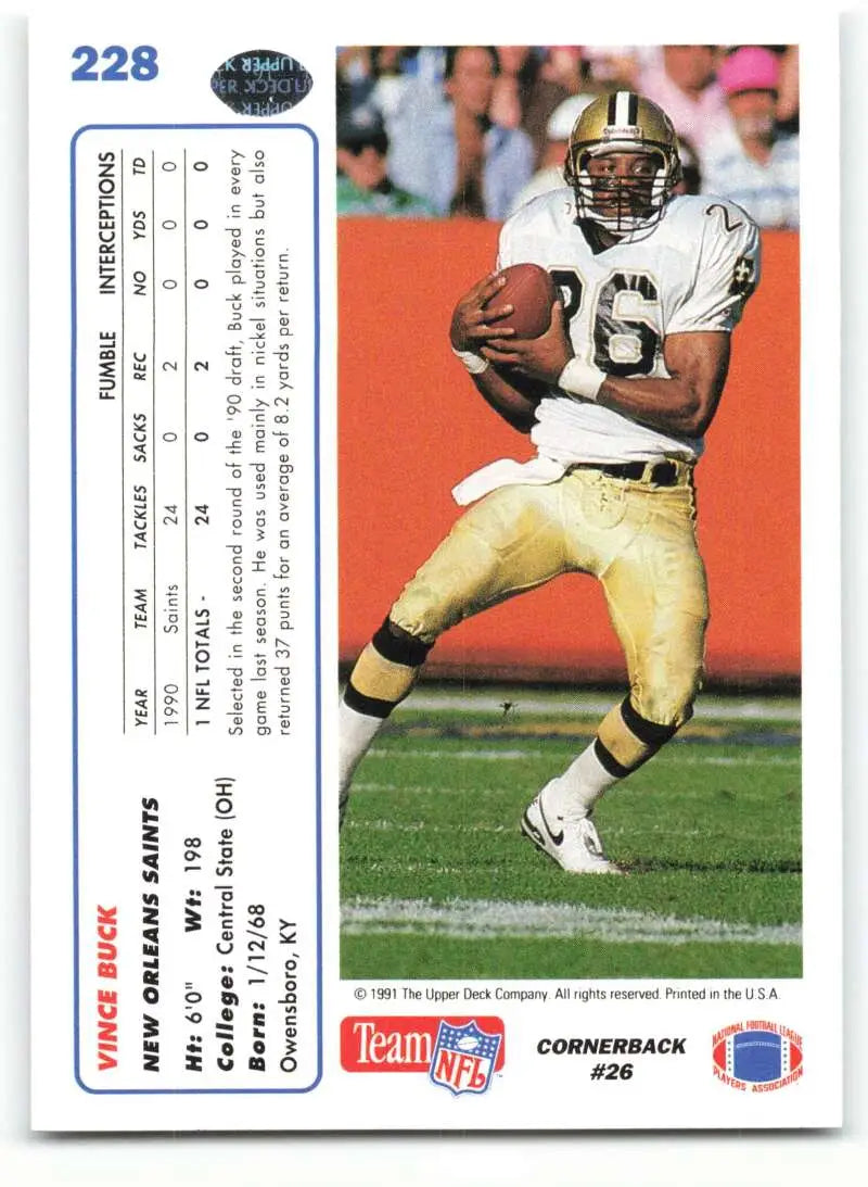1991 Upper Deck #228 Vince Buck NM-MT New Orleans Saints Football Card - Football Card Single