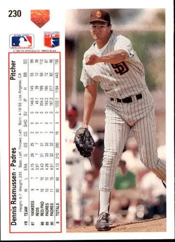 1991 Upper Deck #230 Dennis Rasmussen NM-MT Padres - Baseball Card Single