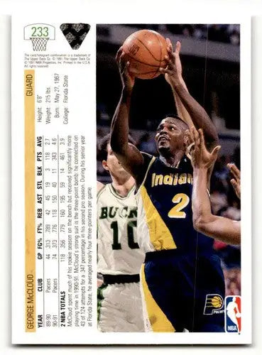 1991 Upper Deck #233 George McCloud Indiana Pacers Basketball Cards ID:55707 - Basketball Card Single