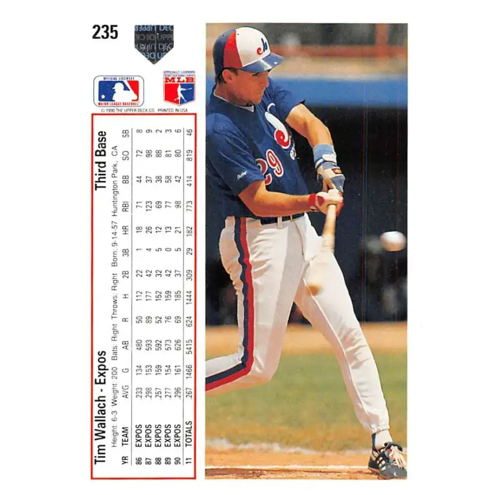 1991 Upper Deck #235 Tim Wallach NM-MT Montreal Expos Baseball Card - Baseball Card Single
