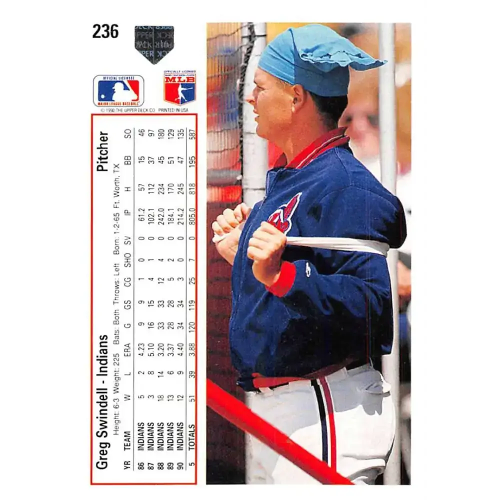 1991 Upper Deck #236 Greg Swindell NM-MT Cleveland Indians Baseball Card - Baseball Card Single