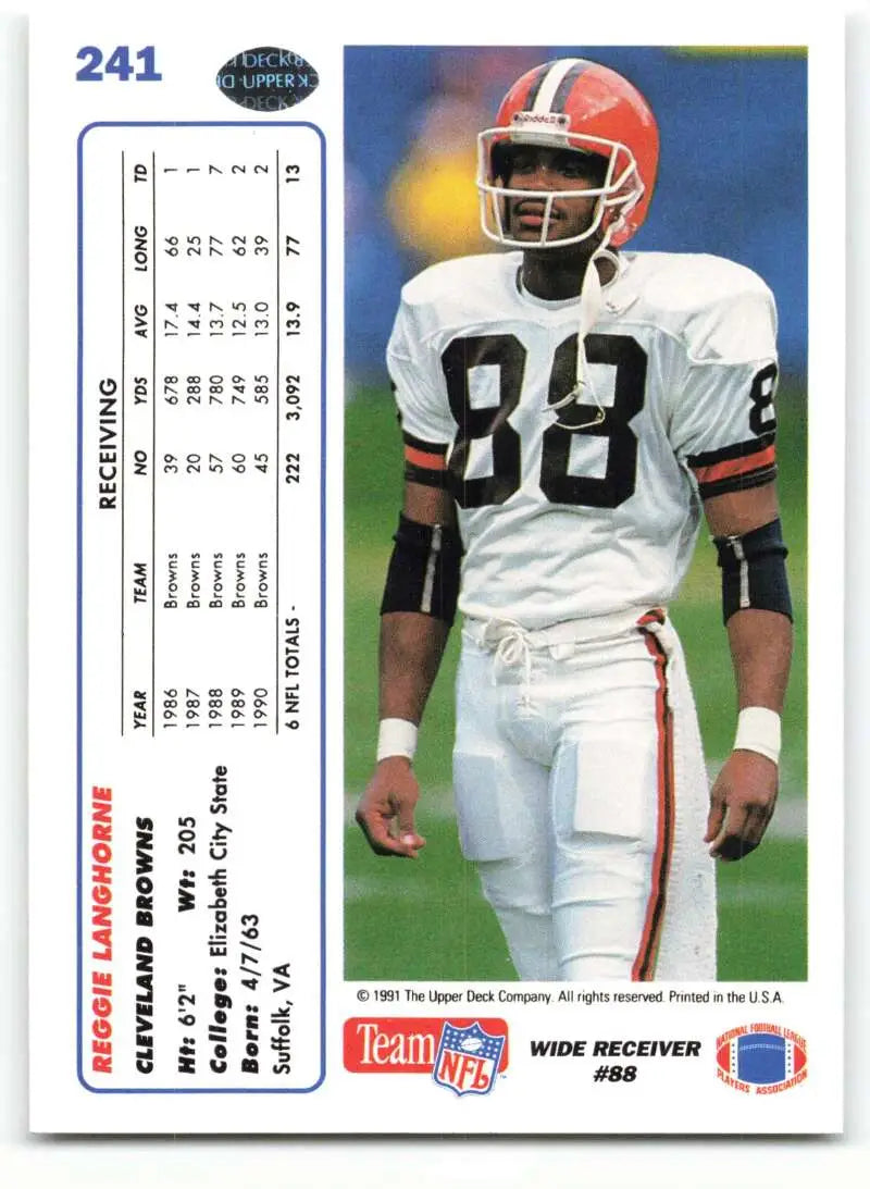 1991 Upper Deck #241 Reggie Langhorne NM-MT Cleveland Browns Football Card - Football Card Single