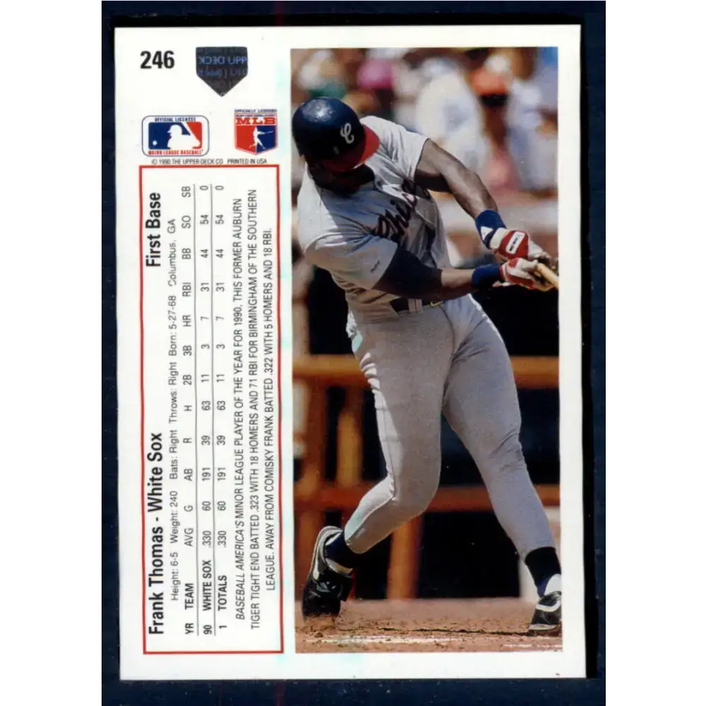 1991 Upper Deck #246 Frank Thomas EX Excellent Chicago White Sox Baseball Card - Baseball Card Single
