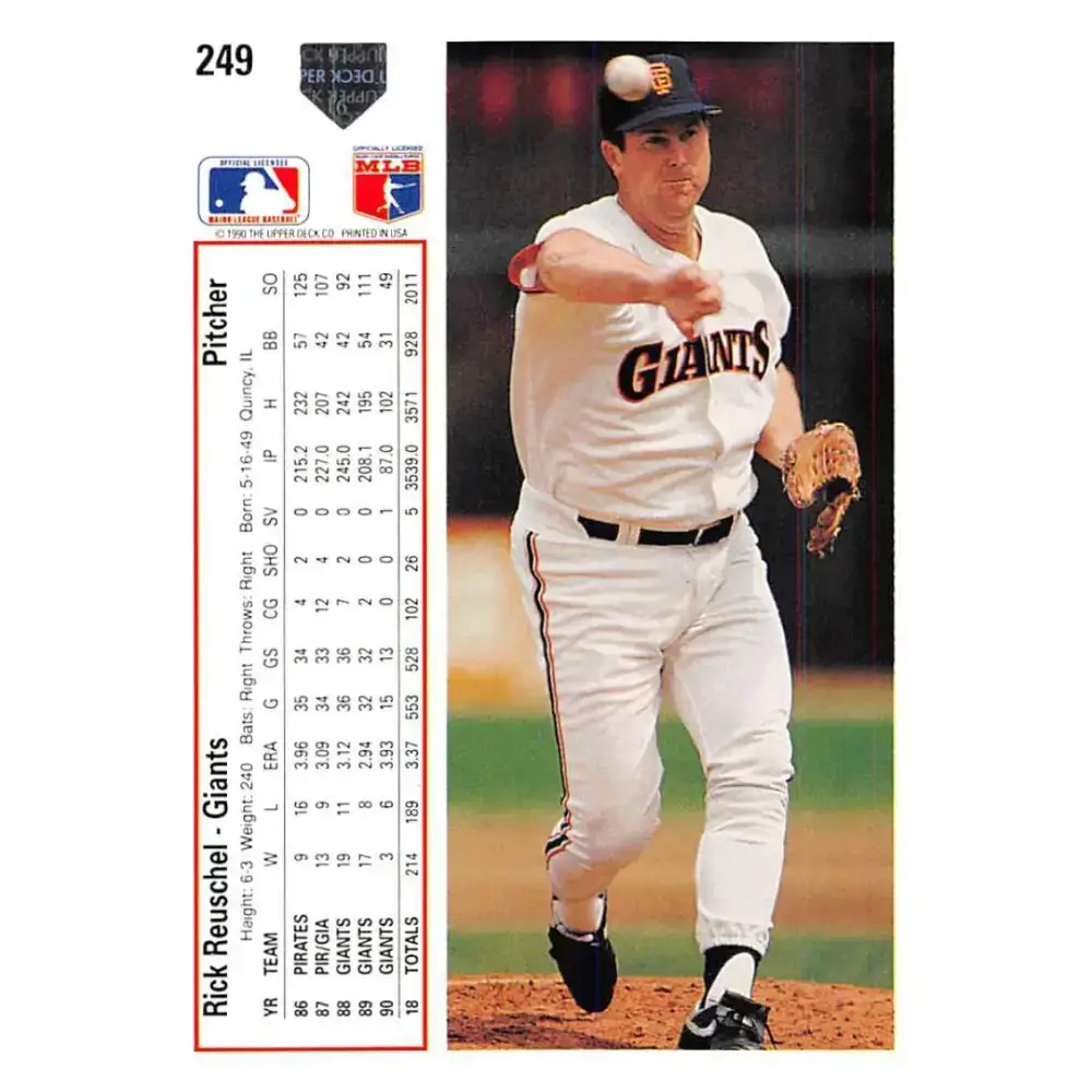 1991 Upper Deck #249 Rick Reuschel NM-MT San Francisco Giants Baseball Card - Baseball Card Single