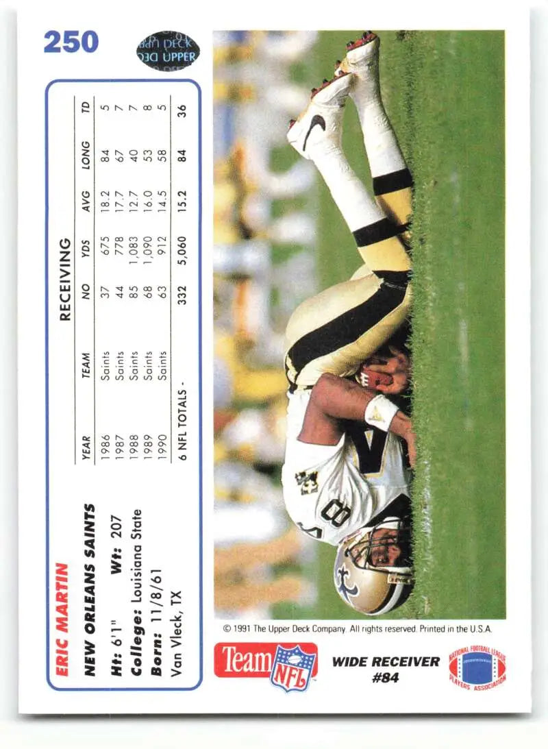 1991 Upper Deck #250 Eric Martin NM-MT New Orleans Saints Football Card - Football Card Single