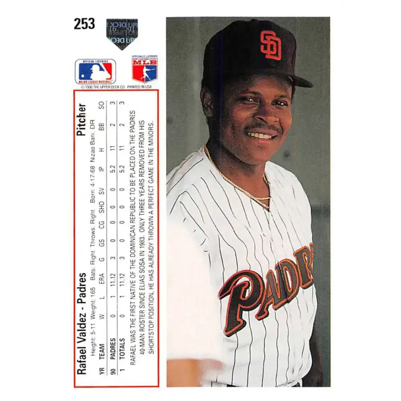 1991 Upper Deck #253 Rafael Valdez UER NM-MT San Diego Padres Baseball Card - Baseball Card Single