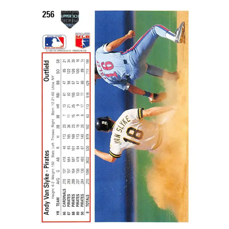 1991 Upper Deck #256 Andy Van Slyke EX Excellent Pittsburgh Pirates Baseball Card - Baseball Card Single