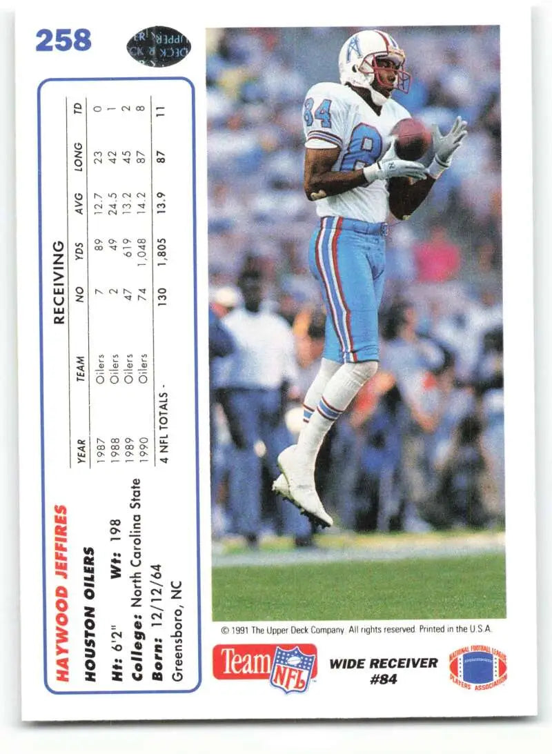 1991 Upper Deck #258 Haywood Jeffires NM-MT Houston Oilers Football Card - Football Card Single